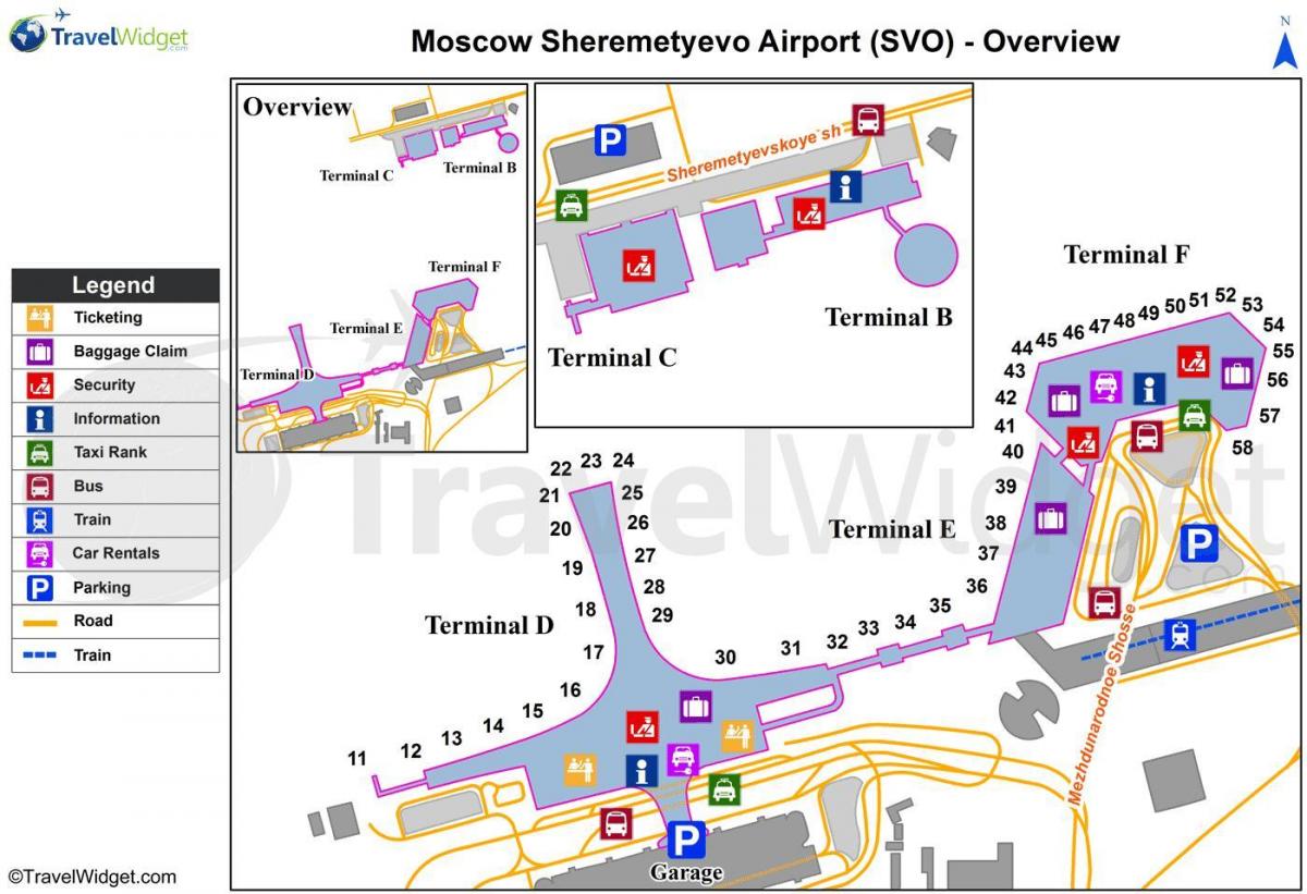Moskuko Sheremetyevo aireportuko mapa