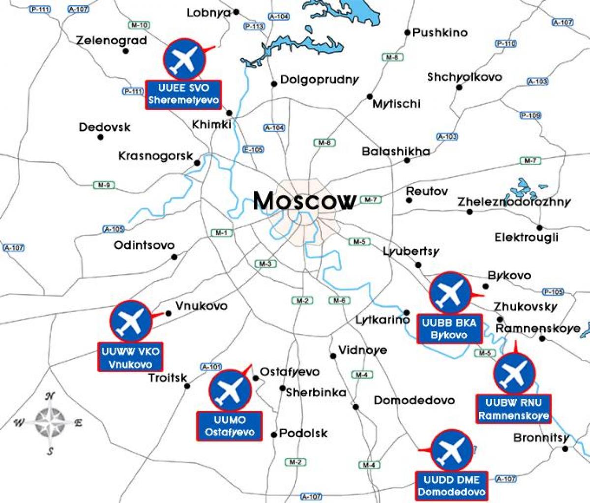 mapa Moskuko aireportu