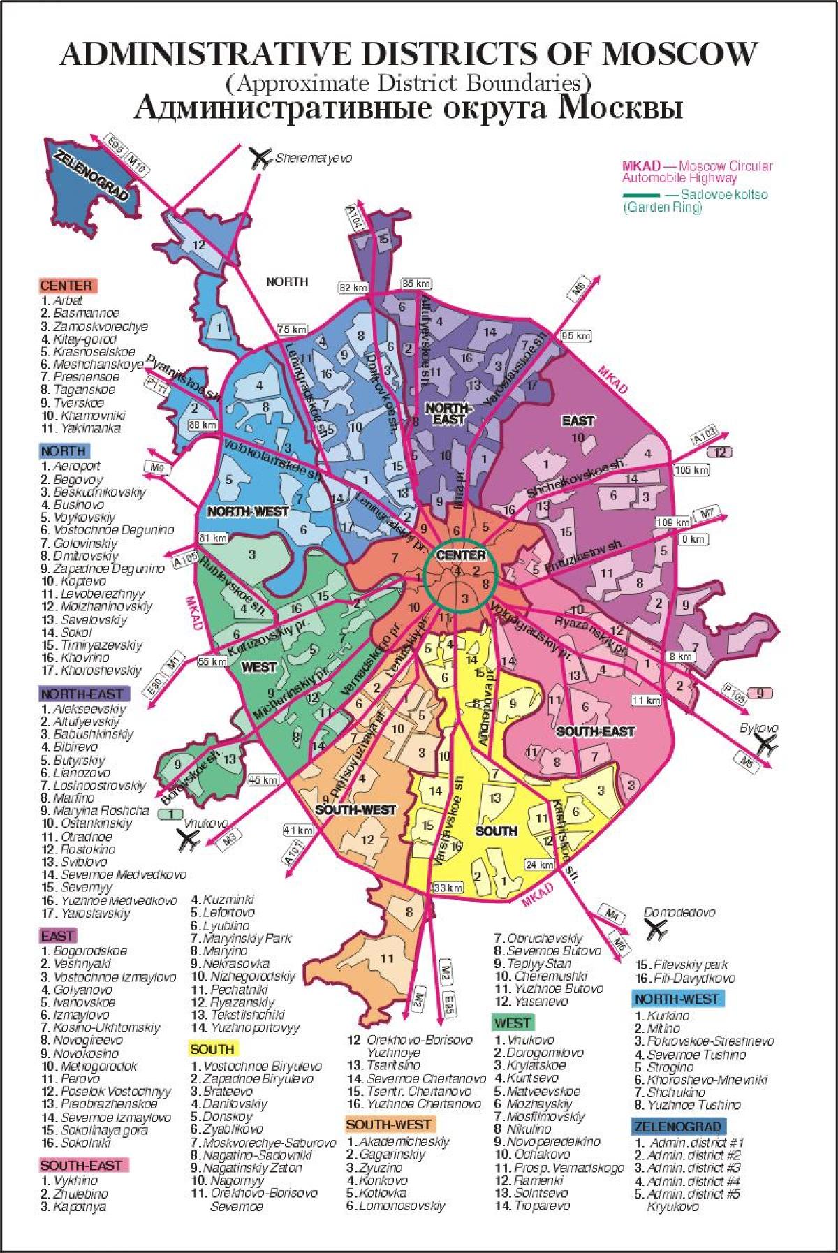 mapa Mosku arrondissement