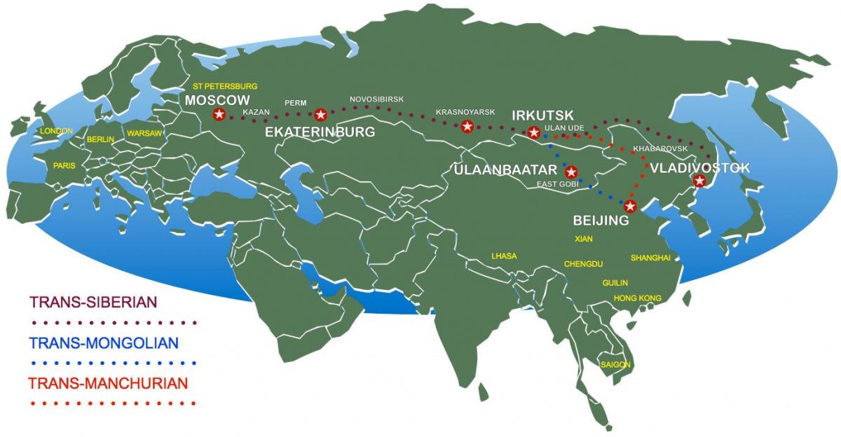 Beijing Mosku tren ibilbidea mapa