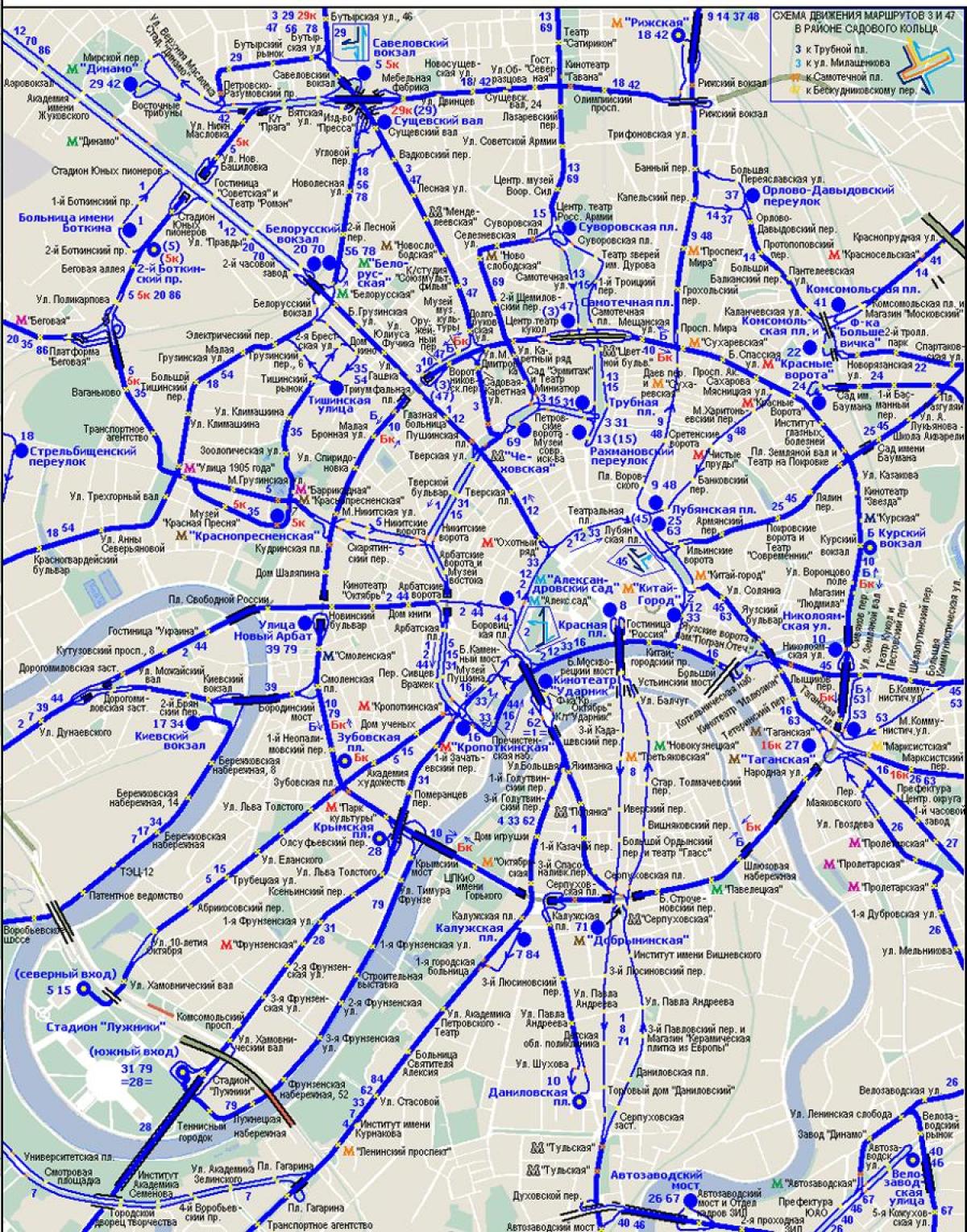 mapa Mosku trolleybus