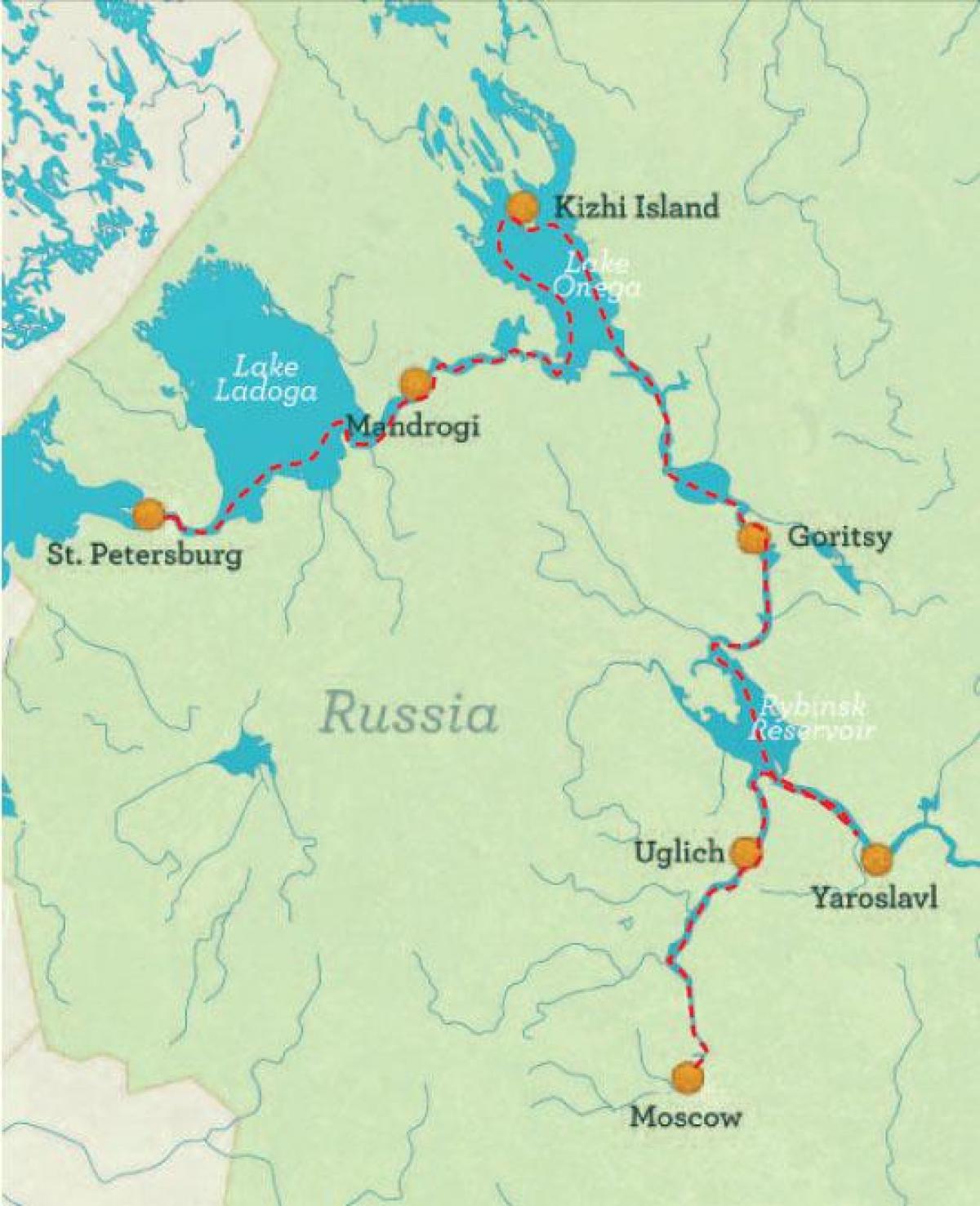 mapa St Petersburg Mosku gurutzaldi