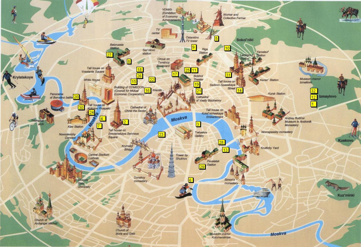 Moskuko turismo-erakargarri mapa